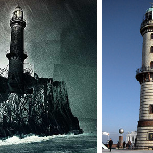 Vergleich: Filmplakat Shutter Island und Leuchtturm Warnemünde (2002)