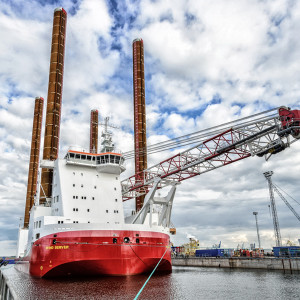 Das in Warnemünde gebaute Offshore-Serviceschiff WIND SERVER. Foto: Nordic Yards