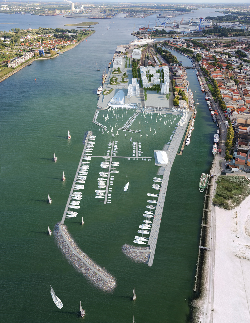 Olympiahafen Warnemünde auf Basis einer Visualisierung. Foto: alpha3/RGS