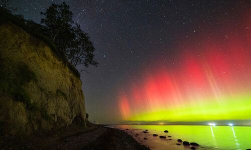 Erneut Polarlichter vor Warnemünde an der Ostsee