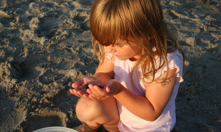 Kinder entdecken den Strand. Foto: Sven Hille